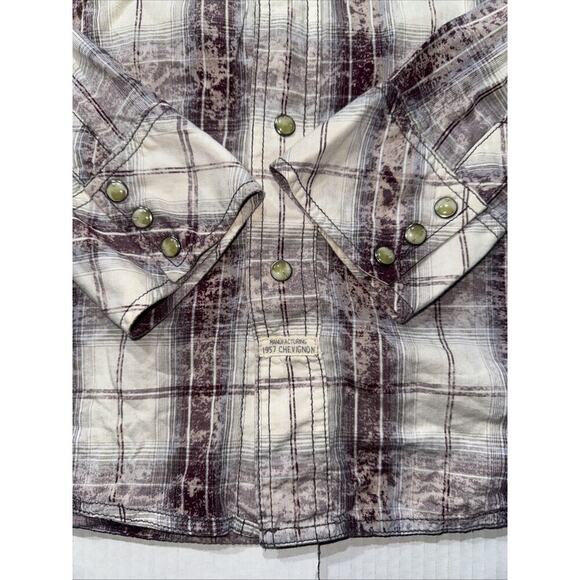 Chevignon Pearl Snap 100% Cotton Slim Fit Check Shirt Multicolor Sz S - Picture 4 of 8
